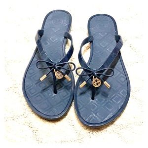Tory Burch jelly logo bow flip flop